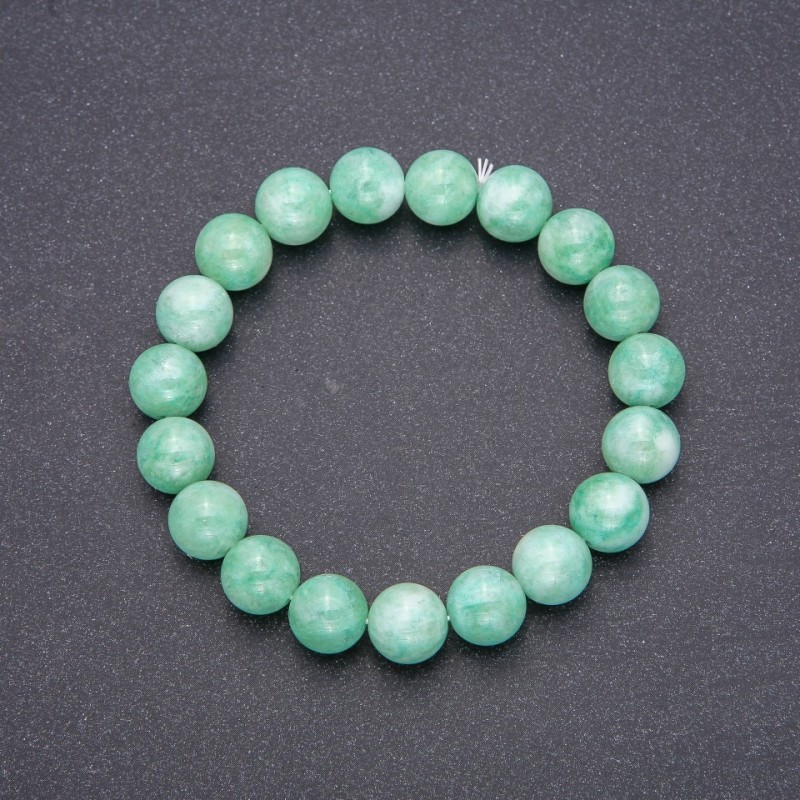 Burmese Jadeite Bracelet, Smooth Bead, Diameter 10(+/-)mm, Length 18cm on Elastic