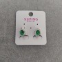Xuping Earrings with Green Stones 9x16mm Rhodium