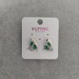Xuping Earrings with Green Stones 10x16mm, Rhodium