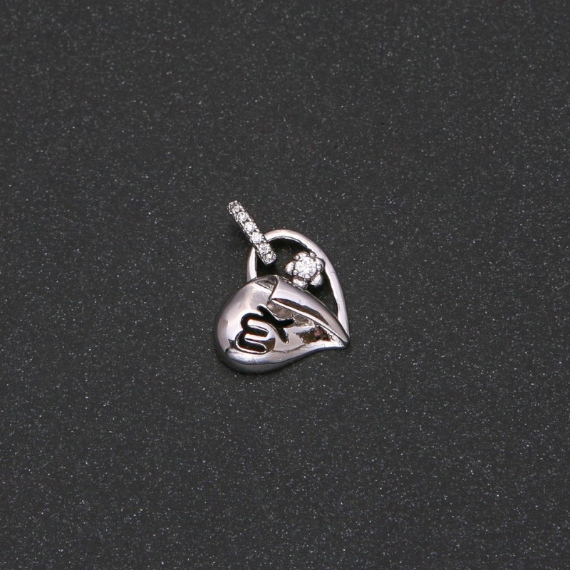 Xuping Heart Pendant with White Stones Rhodium