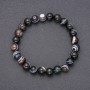 Bracelet with natural agate, smooth round beads, diameter 8(±)mm, circumference 18cm, elastic