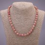 Natural Rhodochrosite Stone Necklace, Smooth Round Beads, Diameter 8(+-)mm, Length 45cm