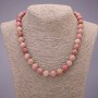 Natural Rhodochrosite Stone Necklace, Smooth Round Beads, Diameter 10(+-)mm, Length 48cm