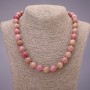 Natural Rhodochrosite Stone Necklace, Smooth Round Beads, Diameter 12(+-)mm, Length 48cm