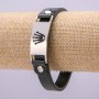 Eco-Leather Bracelet with Steel Plate, Thickness 15mm, Length 21cm