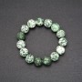 Moss Agate Bracelet, Smooth Bead, Diameter 12(+/-)mm, Circumference 18cm, on Elastic