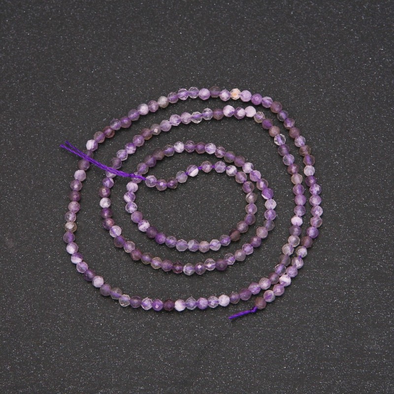 Amethyst Beads on Strand, Faceted Round, Diameter 2(+-)mm, Length 38cm