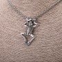 Skeleton in Crown Pendant, 27x49mm, on Chain, Length 65cm, Silver-Coloured Metal