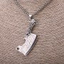 Knife Pendant, 24x58mm, on Chain, Length 65cm, Silver-Coloured Metal
