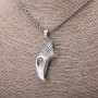Eagle Head Pendant, 25x54mm, on Chain, Length 65cm, Silver-Coloured Metal