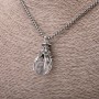Crystal Ball Pendant, Clear, 20x40mm, on Chain, Length 65cm, Silver-Coloured Metal