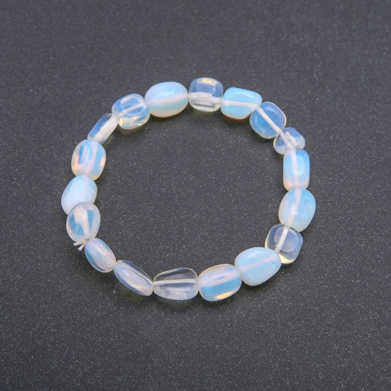 Moonstone (Opalite) Bracelet, Tumbled, on Elastic, Diameter 8, 10(+-)mm, Length 18cm