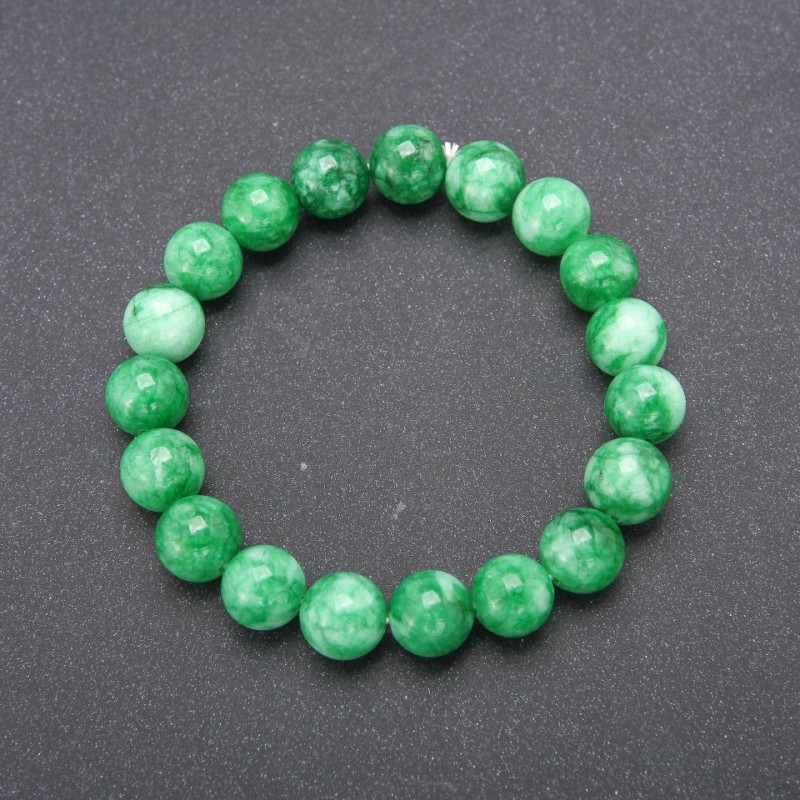 Chrysoprase Stone Bracelet (Synthetic) on Elastic, Smooth Bead, Diameter 10(+-)mm, Circumference 18cm