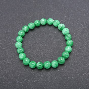 Chrysoprase Stone Bracelet (Synthetic) on Elastic, Smooth Bead, Diameter 8(+-)mm, Circumference 18cm
