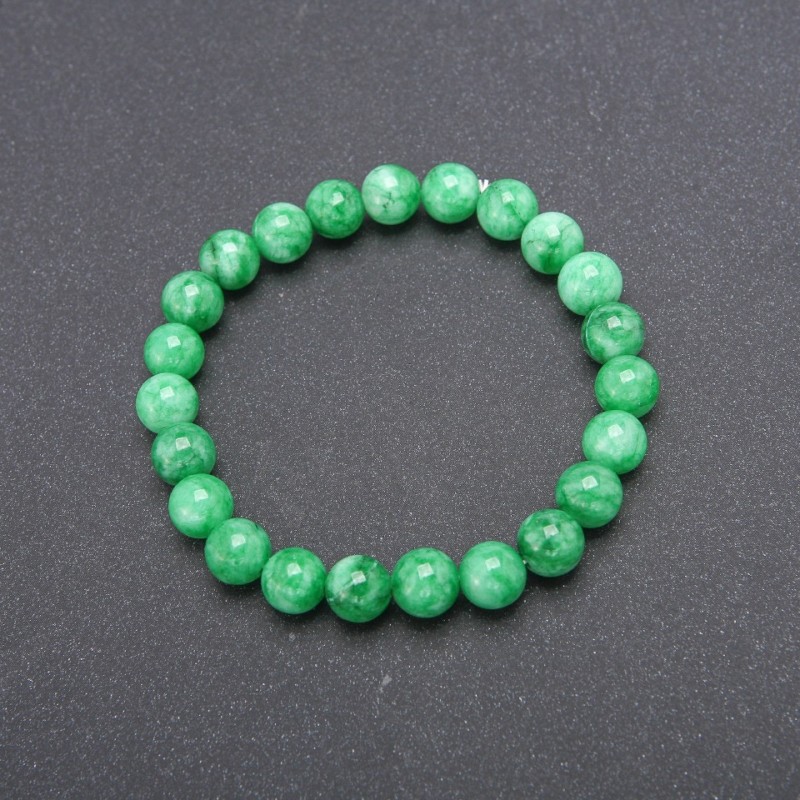 Chrysoprase Stone Bracelet (Synthetic) on Elastic, Smooth Bead, Diameter 8(+-)mm, Circumference 18cm