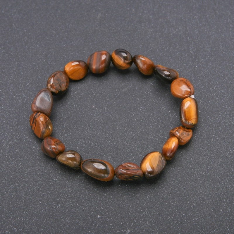 Tiger's Eye Bracelet on Elastic, Tumbled, 10x12(+-)mm, Circumference 18cm
