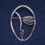 Accent Face Brooch, Silver-Tone Metal, 43x60mm