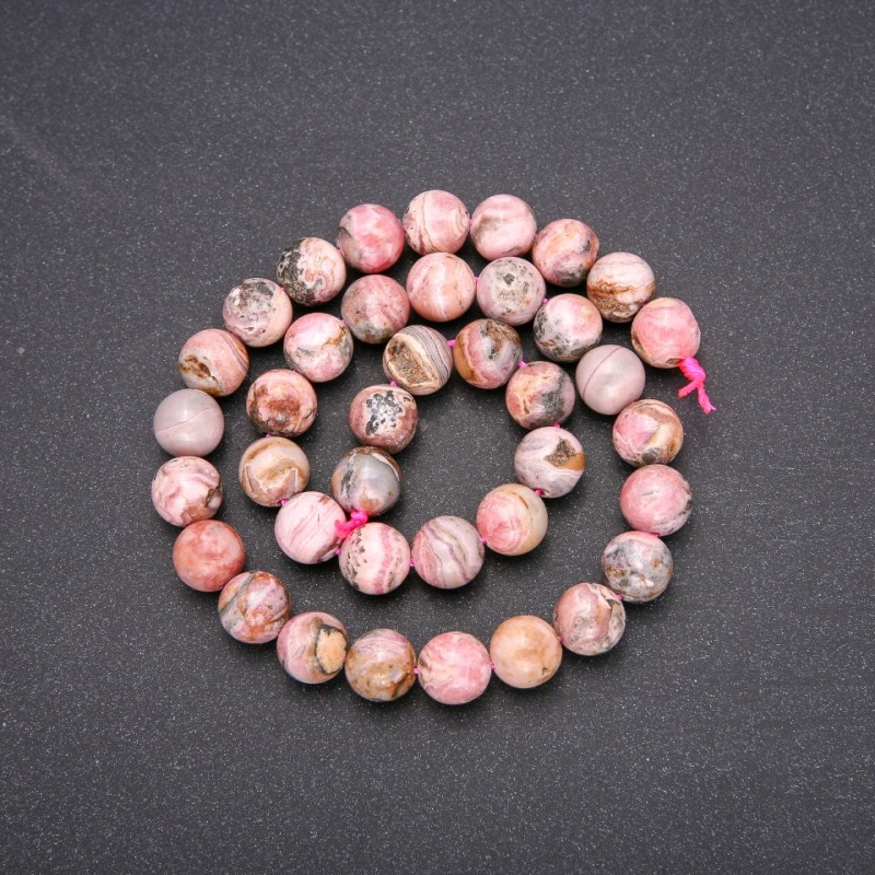 Natural Rhodochrosite Stone Beads, smooth round, diameter 11 (+/-) mm, length 38cm