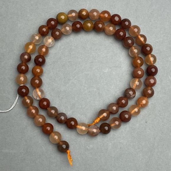 Rutilated Quartz Beads smooth round 6 mm diameter, 38 cm strand