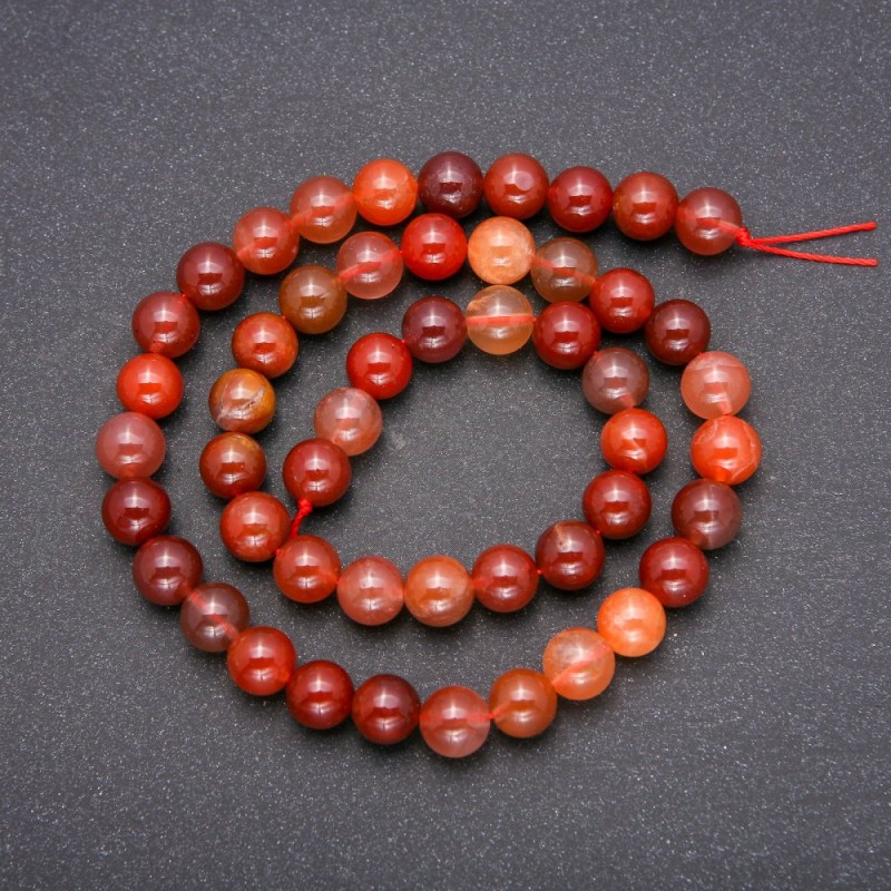 Natural Red Rutilated Quartz Stone Beads, smooth round, diameter 8 (+/-) mm, length 38cm
