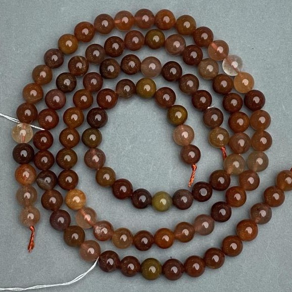 Rutilated Quartz Beads, Smooth Round Beads, 8 mm Ø, 38 cm Length