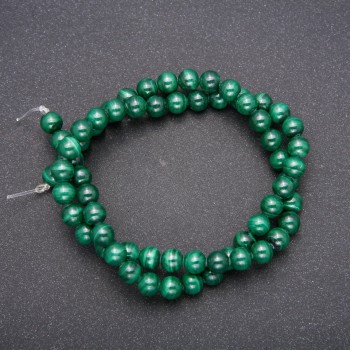 Natural Malachite Stone Beads, smooth round, diameter 6 (+/-) mm, length 38cm