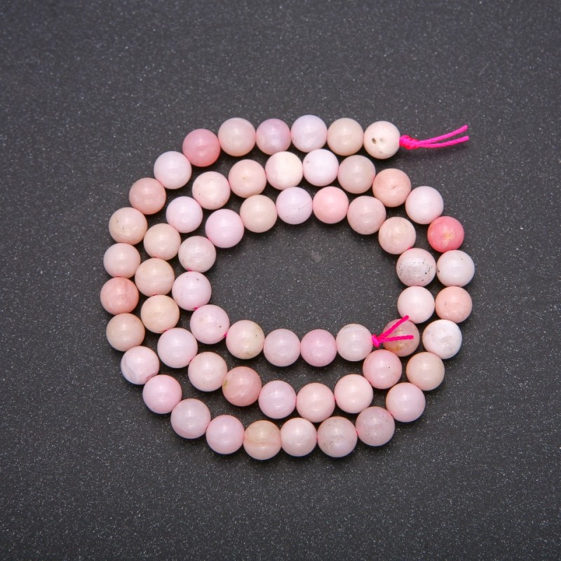 Pink Opal Natural Stone Beads, Smooth Bead, Diameter 6(+-)mm, Length 38cm