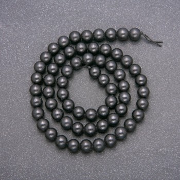 Shungite Natural Stone Beads on Thread, Smooth Bead, Diameter 6mm(+-), Length 38cm