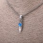 Ball Pendant with Blue Dragon Eye 20x50mm on Chain, Length 65cm, Silver-Coloured Metal