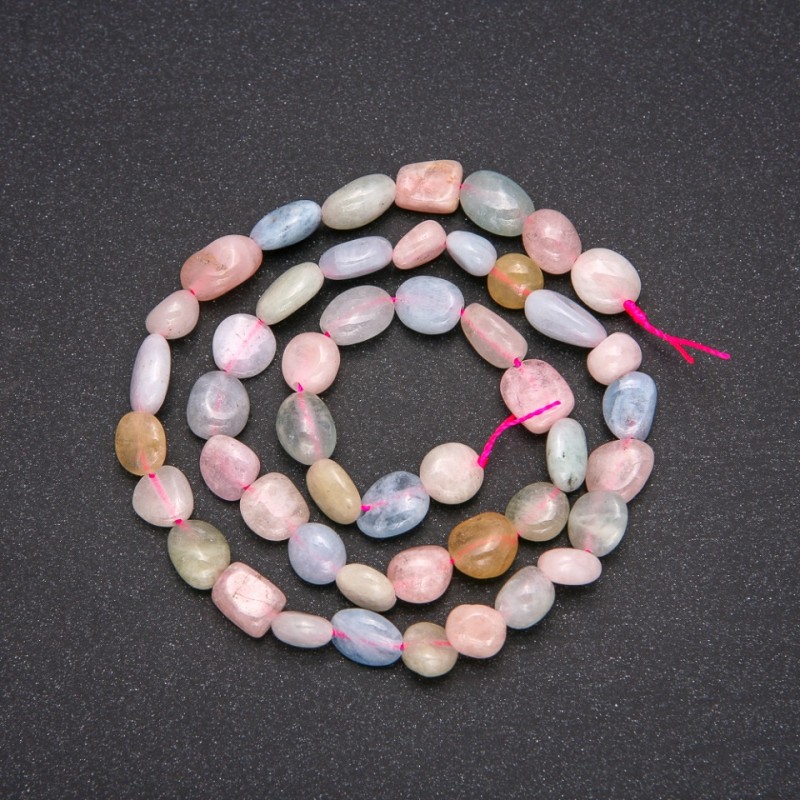 Natural Morganite Stone Beads, Tumbled, Diameter 7x9 (+/-) mm, Length 38cm