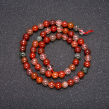 Natural Rutilated Quartz Assorted Stone Beads, Smooth Round, Diameter 6 (+/-) mm, Length 38cm