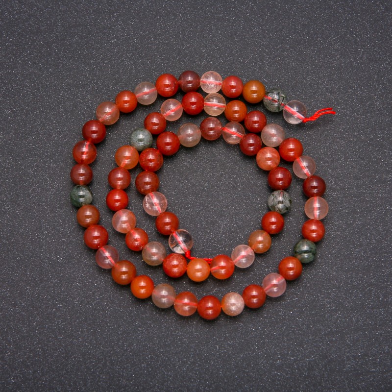 Natural Rutilated Quartz Assorted Stone Beads, Smooth Round, Diameter 6 (+/-) mm, Length 38cm