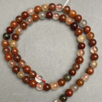 Natural Rutilated Quartz Assorted Stone Beads, Smooth Round, Diameter 6 (+/-) mm, Length 38cm