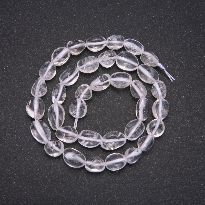 Natural Rock Crystal Stone Beads, Tumbled, Diameter 8x10 (+/-) mm, Length 38cm