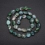 Natural Moss Agate Stone Beads, Tumbled, Diameter 10x14 (+/-) mm, Length 38cm
