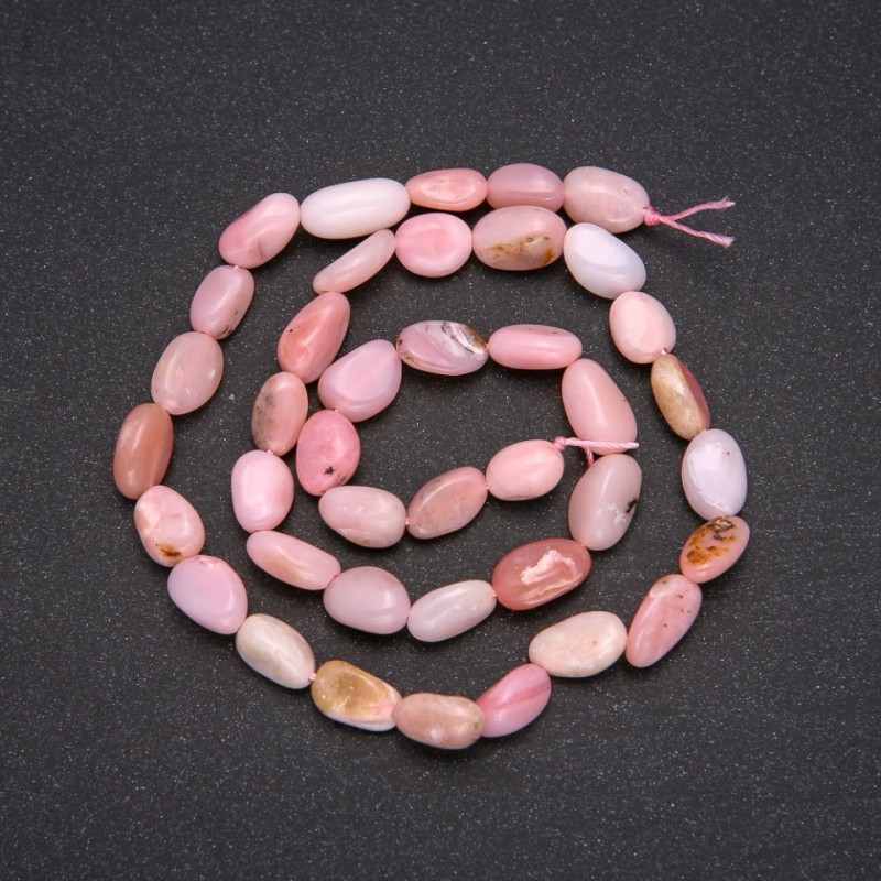 Natural Pink Opal Stone Beads, Tumbled, Diameter 7x12 (+/-) mm, Length 38cm