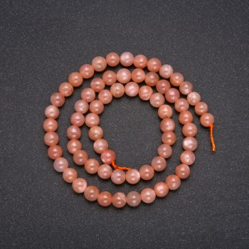 Natural Selenite Stone Beads, Smooth Round, Diameter 6 (+/-) mm, Length 38cm