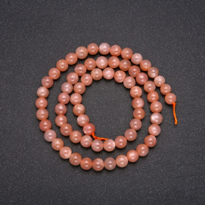 Natural Selenite Stone Beads, Smooth Round, Diameter 6 (+/-) mm, Length 38cm