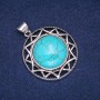 Turquoise Stone Pendant in Antique-Style Setting 40x46mm