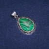 Teardrop Pendant with Malachite (Pressed) in Antique-Style Setting 27x39mm