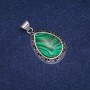 Teardrop Pendant with Malachite (Pressed) in Antique-Style Setting 27x39mm
