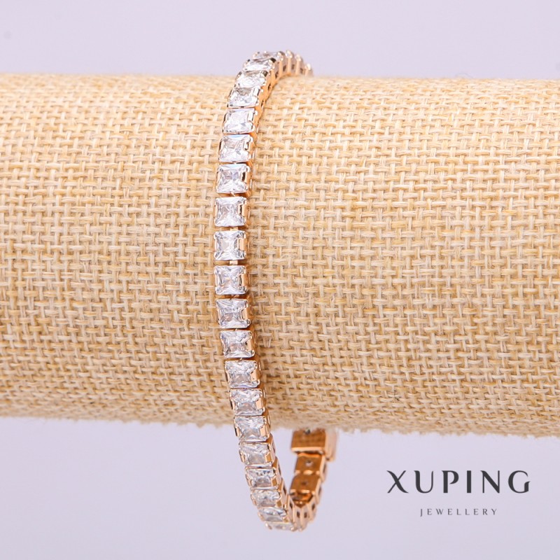 Xuping Bracelet with White Stones, 5mm Thickness, 18cm Length, Gold Plated