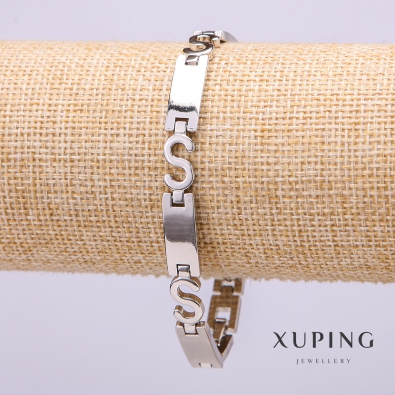 Xuping Bracelet, 7mm Thickness, 19cm Length, Rhodium