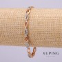 Xuping Bracelet with White and Blue Stones, 4mm Thickness, 19cm Length, Gold Plated