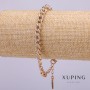 Xuping Bracelet with White Stones, 9mm Wide, 18-20cm Length, Gold Plated with Extension Chain