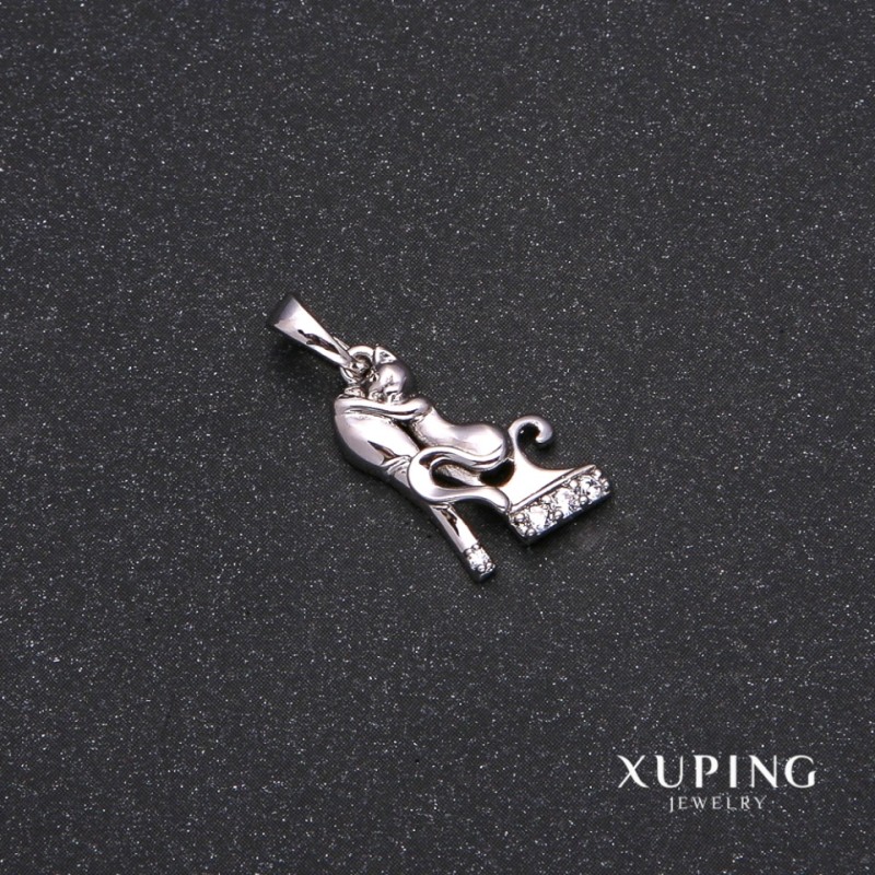 Xuping Pendant with White Stones 10x23mm Rhodium