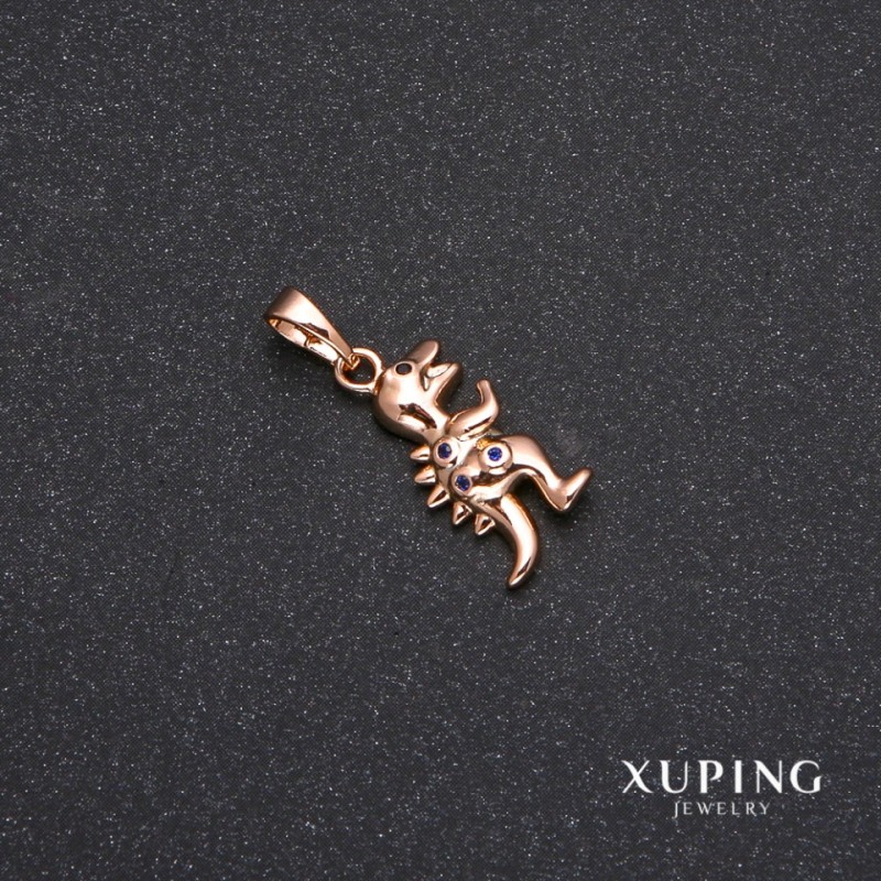 Xuping Dinosaur Pendant with Blue Stones 10x24mm, 18k Gold Plated