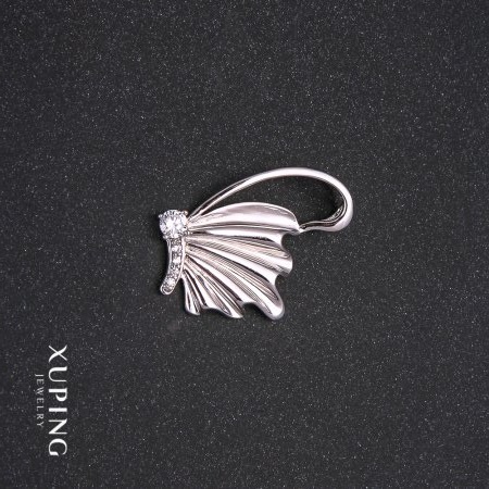 Xuping Butterfly Pendant with White Stones 20x29mm, Rhodium