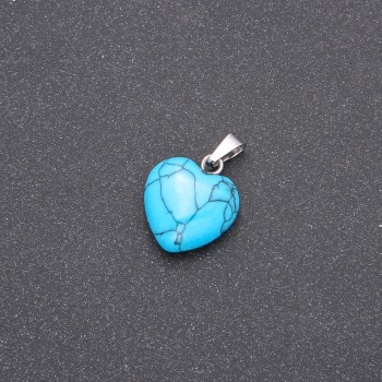 Pendant Heart Turquoise Blue 14x14x23(+-)mm
