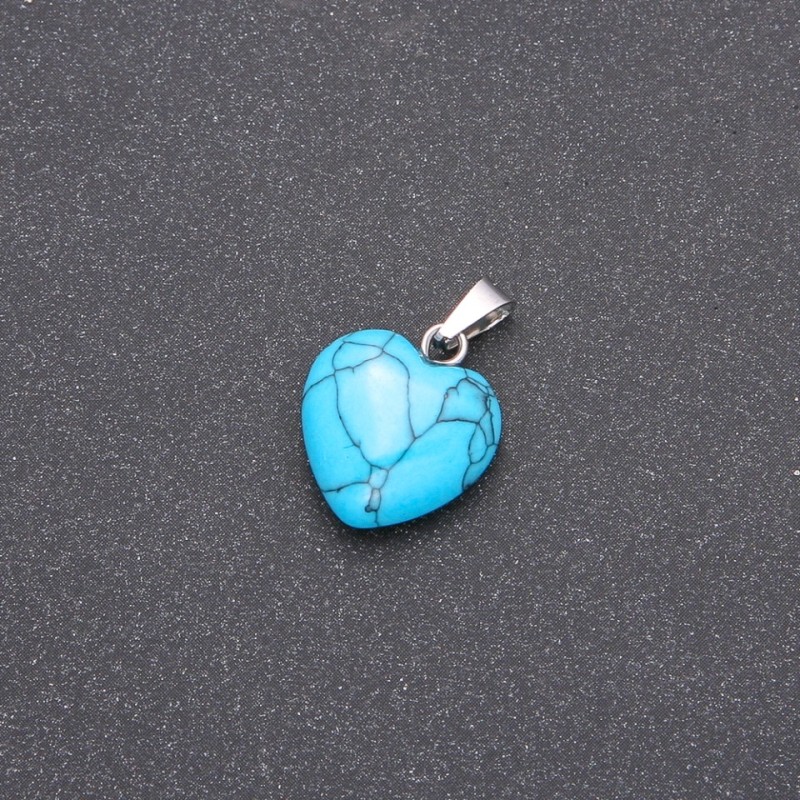 Pendant Heart Turquoise Blue 14x14x23(+-)mm